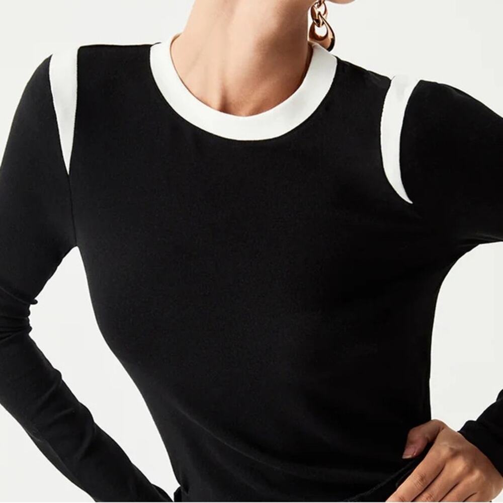 Commense Black and White Long Sleeve Top